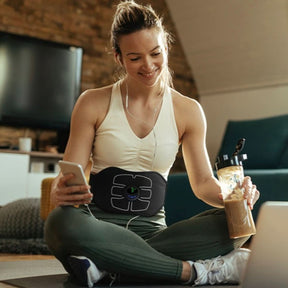 EMS Abdominal Belt - 6 Training Modes, USB Rechargeable Muscle Stimulator