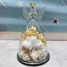 Flower Gift Glass Dome Preserved Rose Angel Light Display