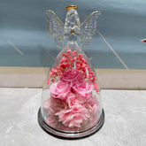 Flower Gift Glass Dome Preserved Rose Angel Light Display