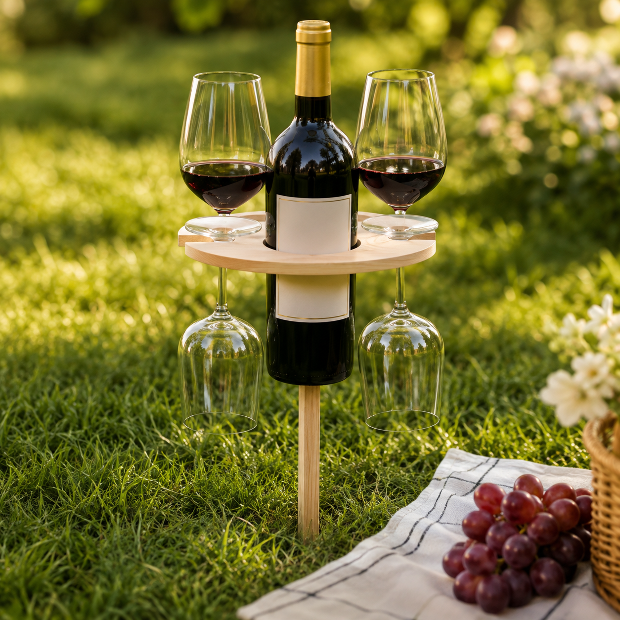 Mesa de Vinho Dobrável Portátil para Piquenique ao Ar Livre