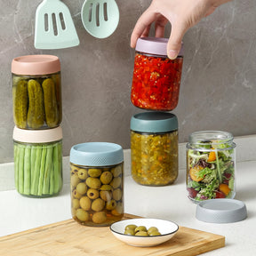 Conjunto de Potes de Vidro para Armazenar Alimentos Herméticos e Empilháveis para Cozinha