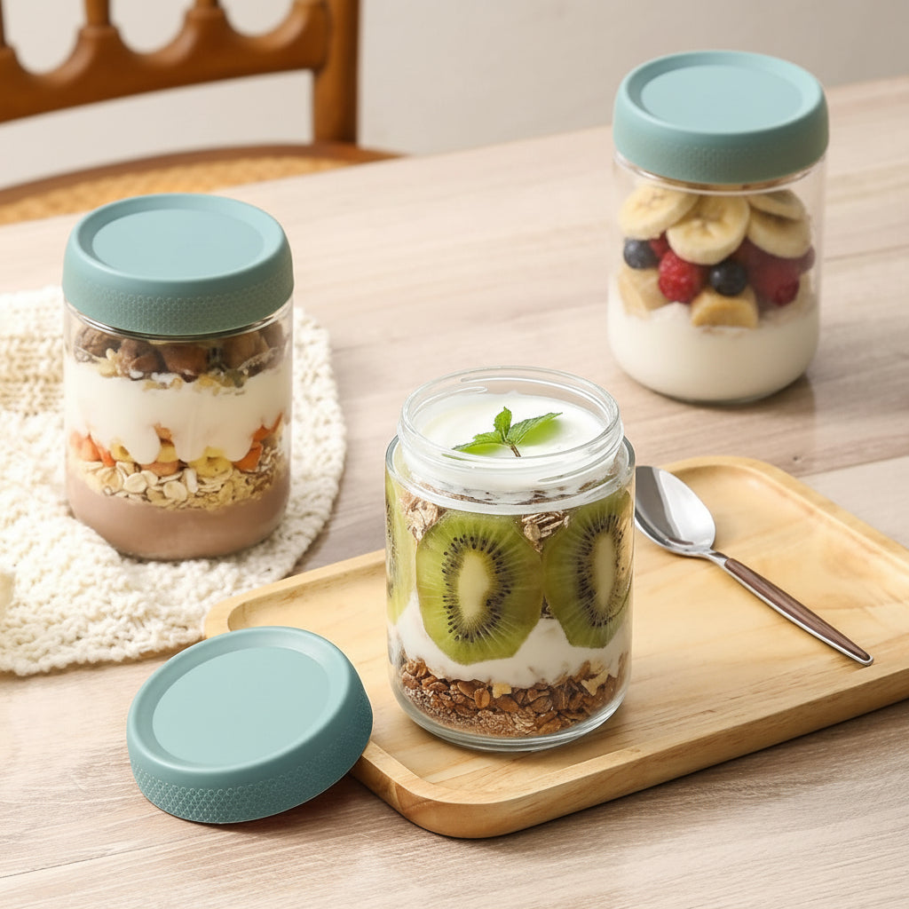 Conjunto de Potes de Vidro para Armazenar Alimentos Herméticos e Empilháveis para Cozinha