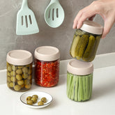 Conjunto de Potes de Vidro para Armazenar Alimentos Herméticos e Empilháveis para Cozinha