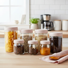 Conjunto de Potes de Vidro para Armazenar Alimentos Herméticos e Empilháveis para Cozinha