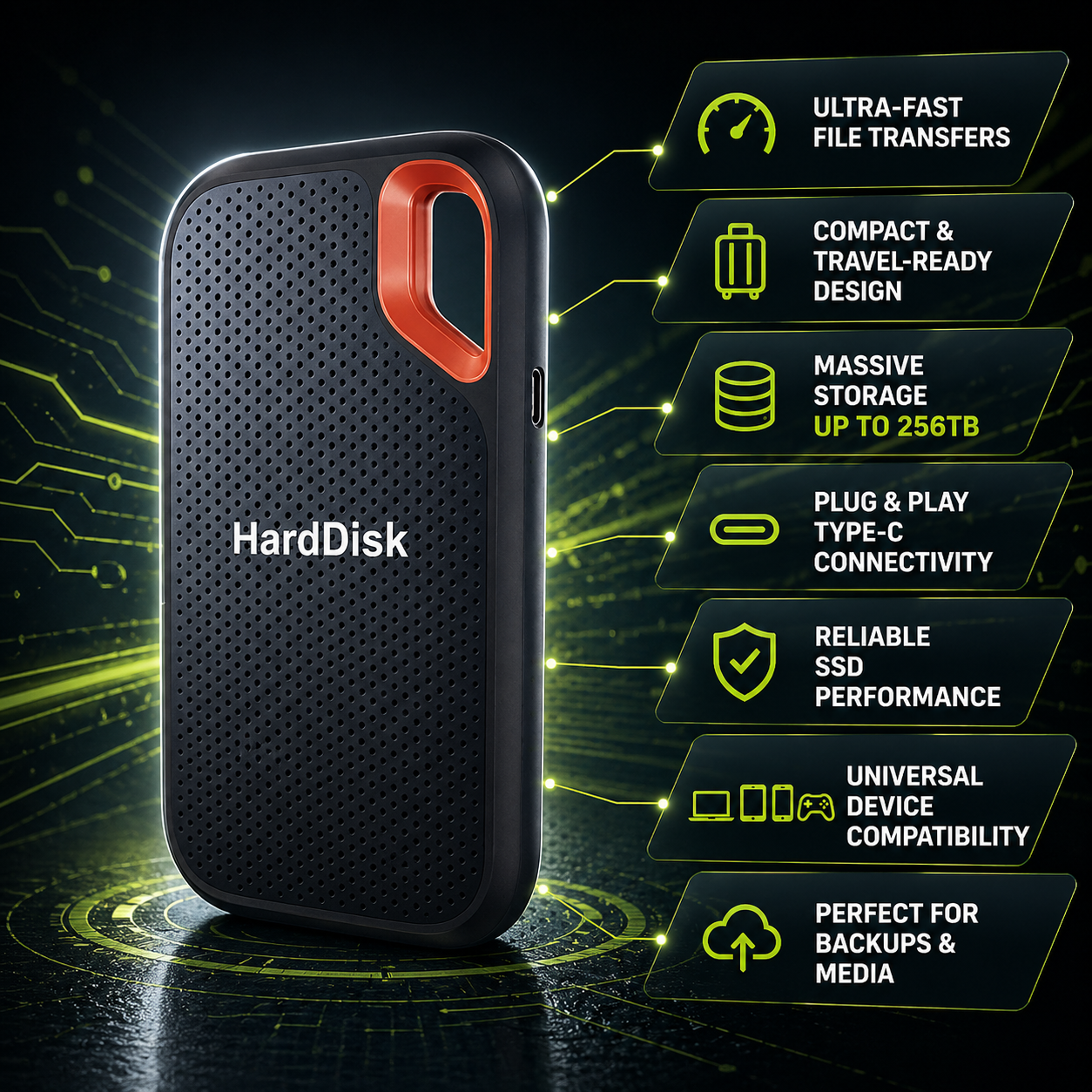 Disco Rígido Externo Portátil de Armazenamento de Dados de Alta Velocidade
