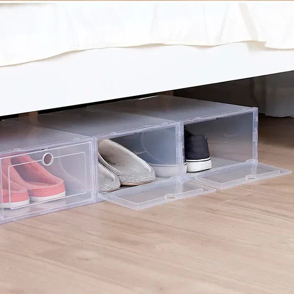 6pcs Clear Shoe Box Stackable Plastic Organizer