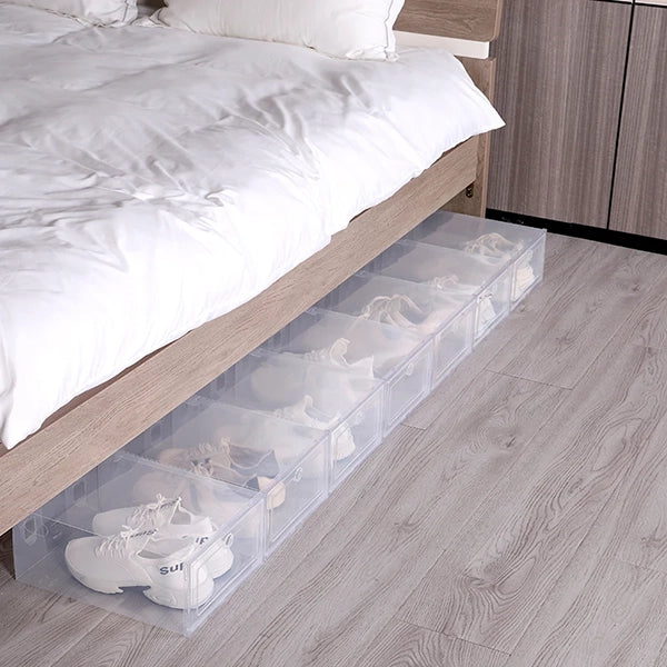 6pcs Clear Shoe Box Stackable Plastic Organizer