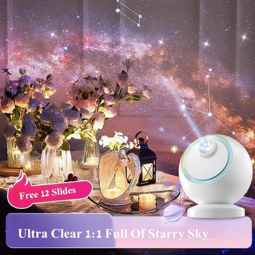 Projetor de Estrelas Bluetooth Luminária Galaxy LED Rotativa