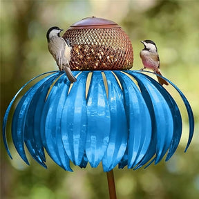 Comedouro de Metal para Pássaros em Formato de Girassol para Jardim, Pendente e Externo