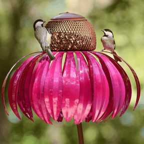 Comedouro de Metal para Pássaros em Formato de Girassol para Jardim, Pendente e Externo