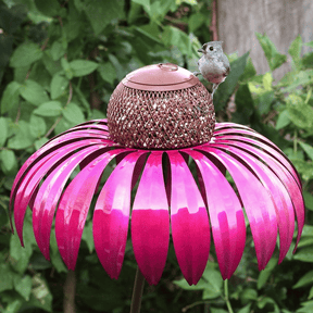 Comedouro de Metal para Pássaros em Formato de Girassol para Jardim, Pendente e Externo