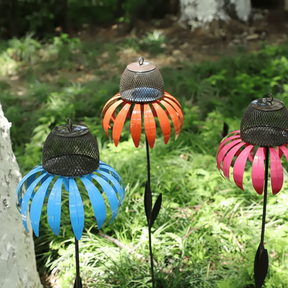Comedouro de Metal para Pássaros em Formato de Girassol para Jardim, Pendente e Externo