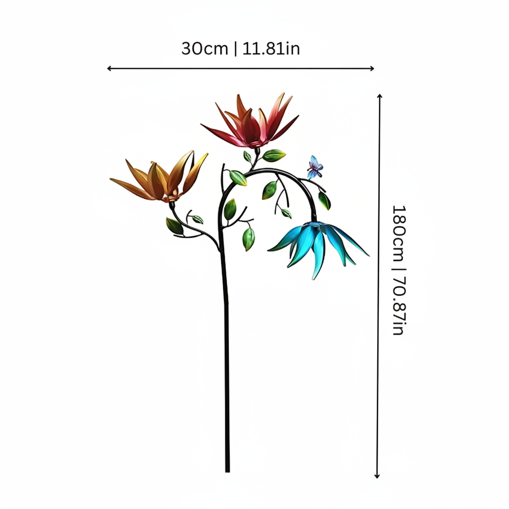 Sino dos Ventos para Jardim Estilo Spinner Colorido com Design de Borboleta