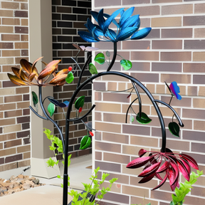 Sino dos Ventos para Jardim Estilo Spinner Colorido com Design de Borboleta