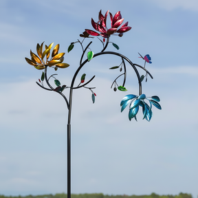 Sino dos Ventos para Jardim Estilo Spinner Colorido com Design de Borboleta