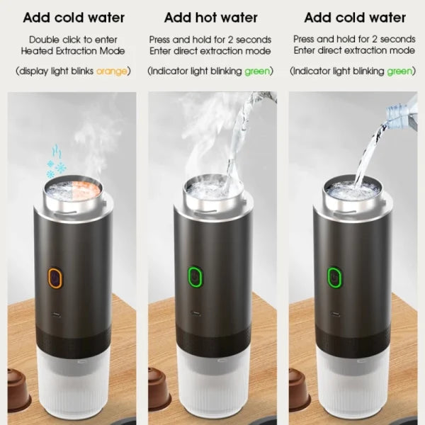Wireless Espresso Coffee Machine Portable 3 in 1 Coffee Maker with Capsule and Powder