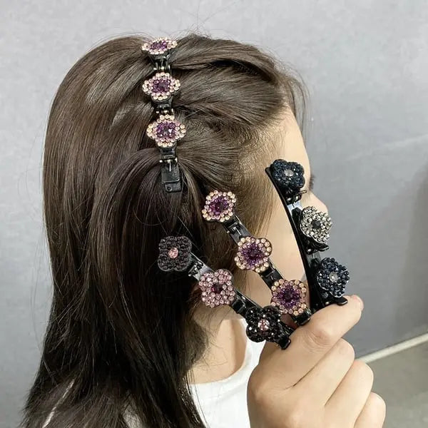 Presilha de Cabelo Trançada com Cristais – Design Brilhante, Fixação Forte e Elegância para o Dia a Dia