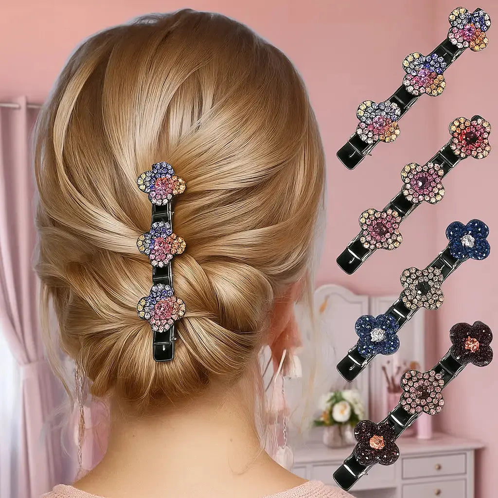 Presilha de Cabelo Trançada com Cristais – Design Brilhante, Fixação Forte e Elegância para o Dia a Dia