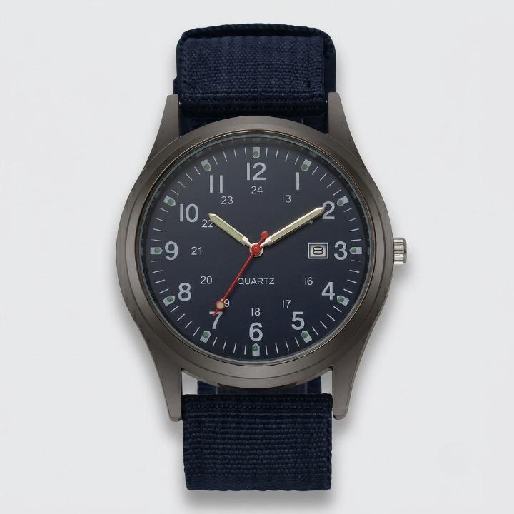 Military Watch with Nylon Strap – Water-Resistant, Shock-Proof & Luminous Hands
