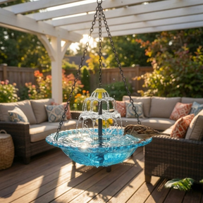Fonte de Água Solar para Pássaros – Cascata de Jardim de Dois Níveis e Sem Necessidade de Energia