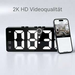 Despertador Digital com Câmera de Segurança 2K – HD, Detecção de Movimento e Wi-Fi