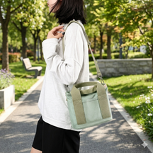 Bolsa Tote de Lona Inspirada no Estilo Japonês – Bolsos Internos, Leve e Reutilizável