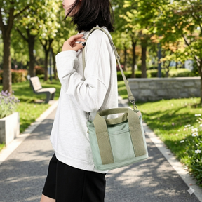 Bolsa Tote de Lona Inspirada no Estilo Japonês – Bolsos Internos, Leve e Reutilizável