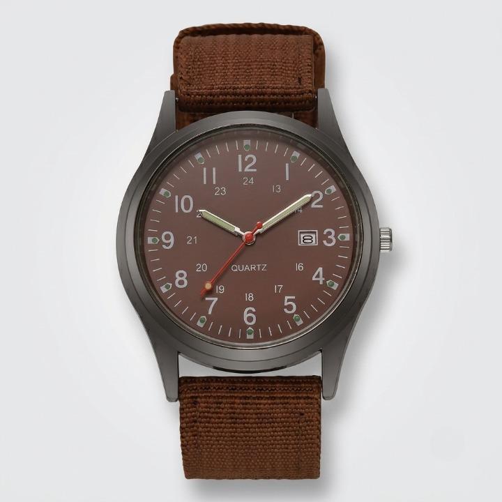 Military Watch with Nylon Strap – Water-Resistant, Shock-Proof & Luminous Hands