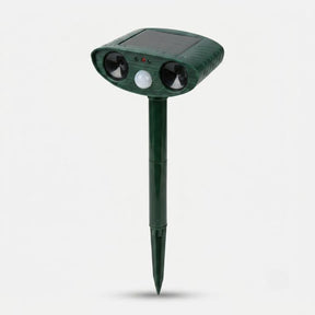 Repelente de Animais Ultrassônico Solar – Sensor PIR de 110°, IP44 e Frequência de 13-40kHz