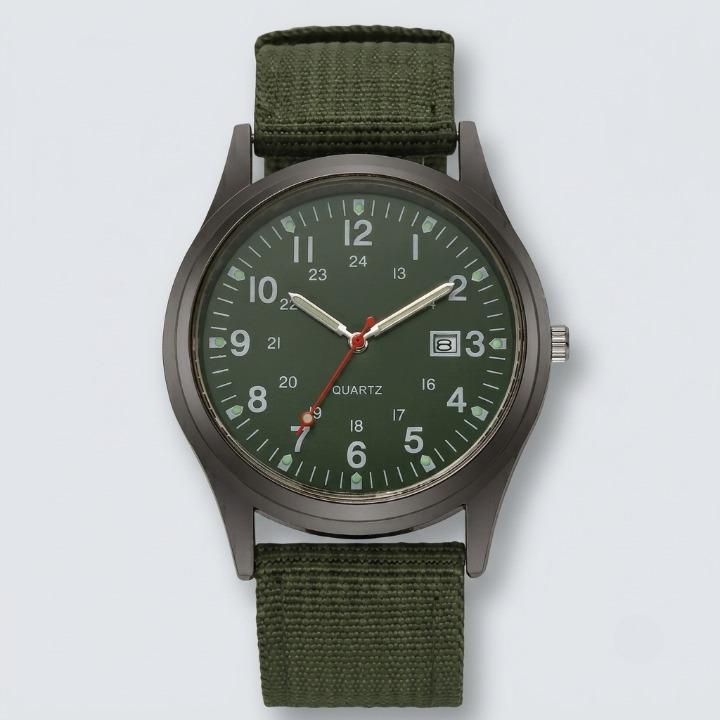 Military Watch with Nylon Strap – Water-Resistant, Shock-Proof & Luminous Hands