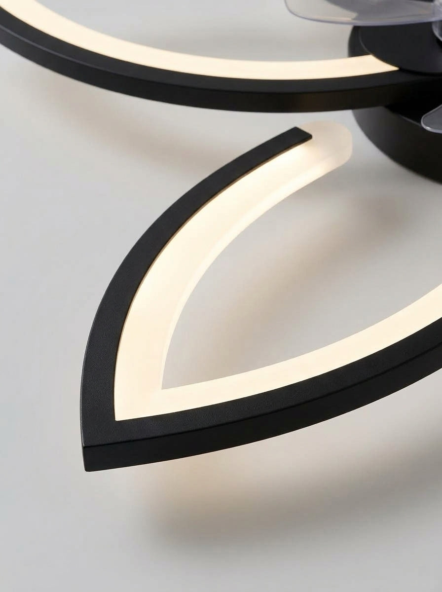 Lotus flower fandelier ceiling fan with low profile LED light