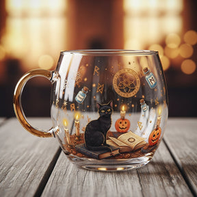 Caneca de Vidro de Natal com Motivos de Inverno Xícara Festiva para Bebidas Quentes