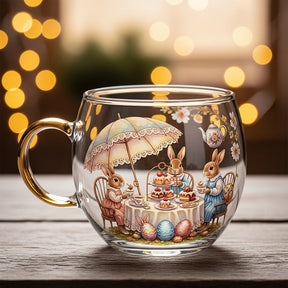 Caneca de Vidro de Natal com Motivos de Inverno Xícara Festiva para Bebidas Quentes