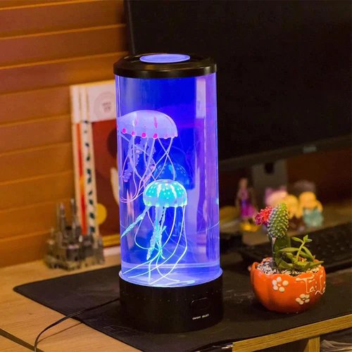 Luminária de mesa noturna de aquário de água-viva LED