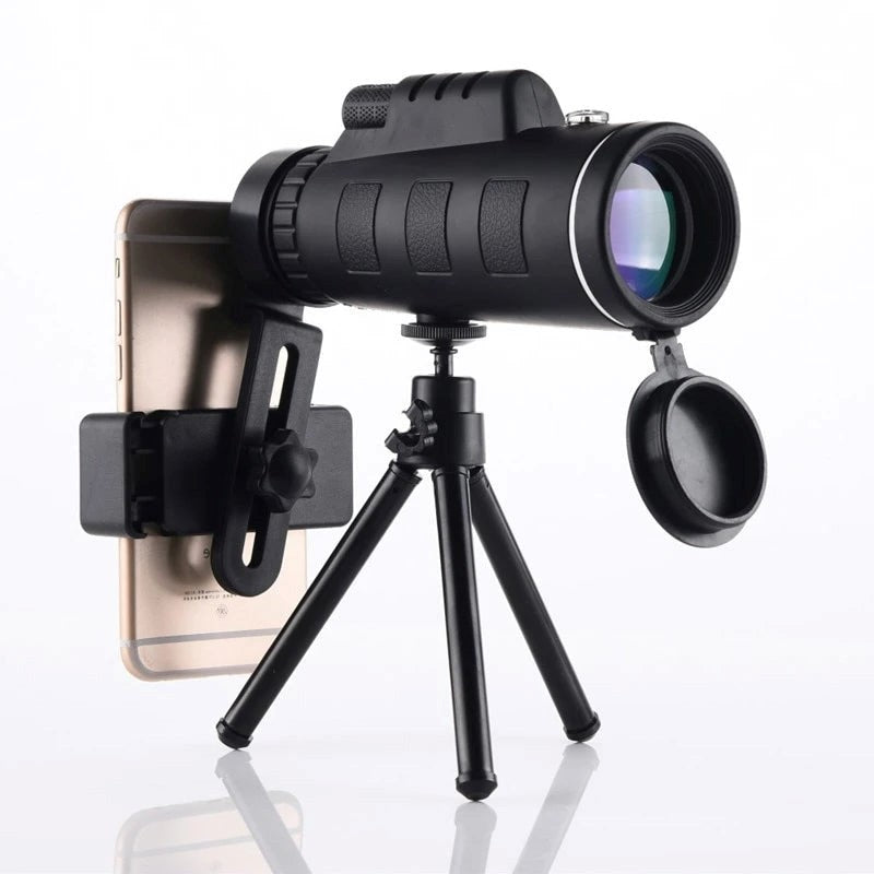 Monocular Starscope HD – Monocular de Alta Potência com Suporte para Smartphone e Tripé – Telescópio Monocular à Prova D'água