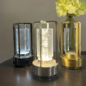 Luminária de Mesa Moderna em Metal Cilíndrica com LED para Decoração