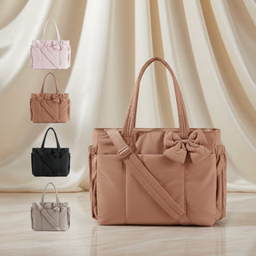 Bolsa Tote Feminina de Nylon com Laço para Trabalho e Viagem
