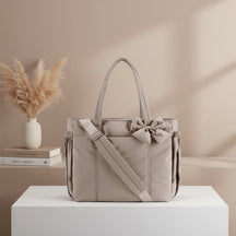 Bolsa Tote Feminina de Nylon com Laço para Trabalho e Viagem