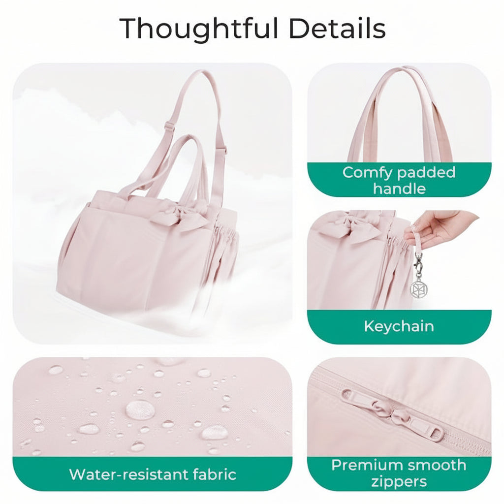 Bolsa Tote Feminina de Nylon com Laço para Trabalho e Viagem