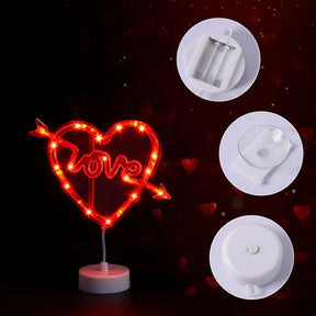 Luzes de LED em Formato de Coração com Ventosa para Janela, Funcionam a Pilha, Decoração Romântica