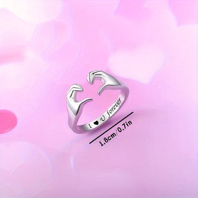 Ring Adjustable Hug Love Band White Gold Plated Zinc Alloy