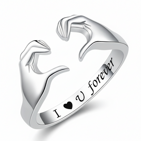 Ring Adjustable Hug Love Band White Gold Plated Zinc Alloy