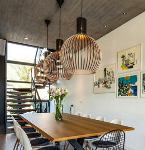 Luminária Pendente de Madeira Feita à Mão | Design Escandinavo Natural