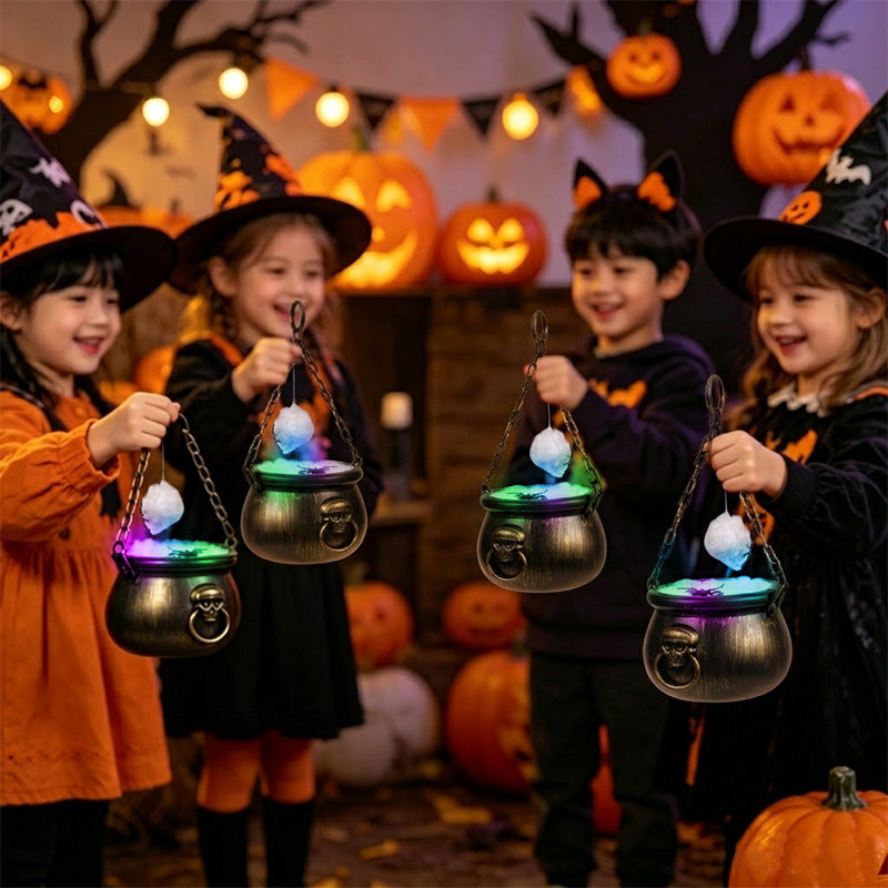 Multicolor Lighted Hanging Witch Cauldron