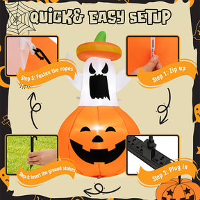 Animated LED Ghost and Pumpkin Inflatable