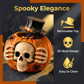 Skull and Pumpkin Halloween Candy Jar