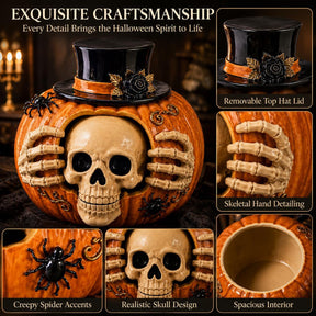 Skull and Pumpkin Halloween Candy Jar