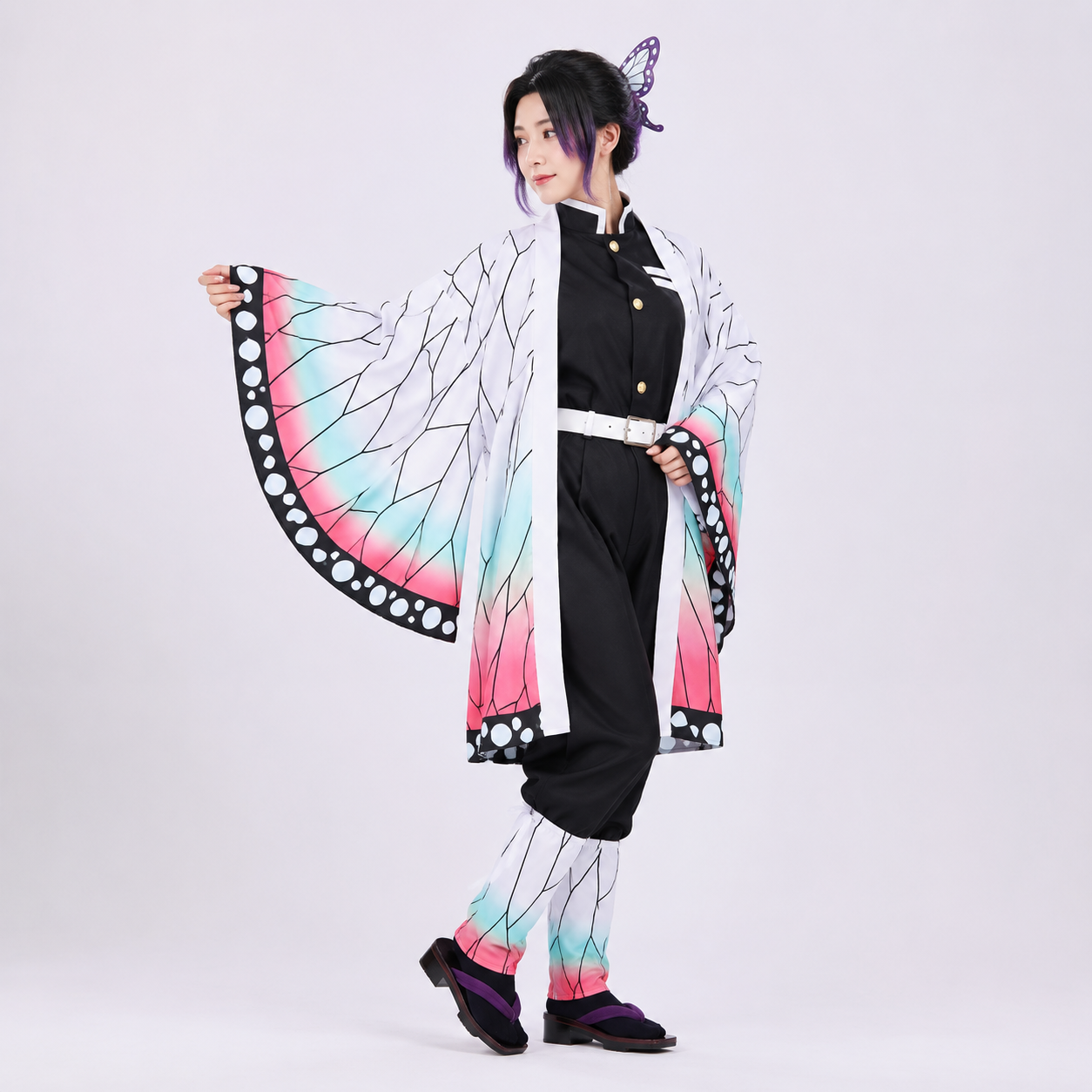 Fantasia de Halloween Cosplay de Anime Kimono com Espada