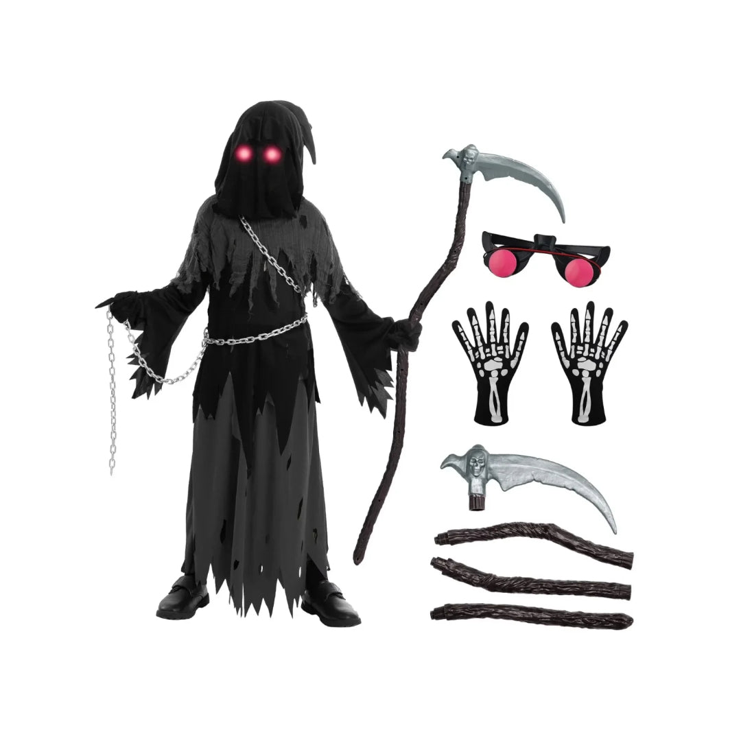Conjunto de Fantasia de Halloween de Manto com Capuz da Morte