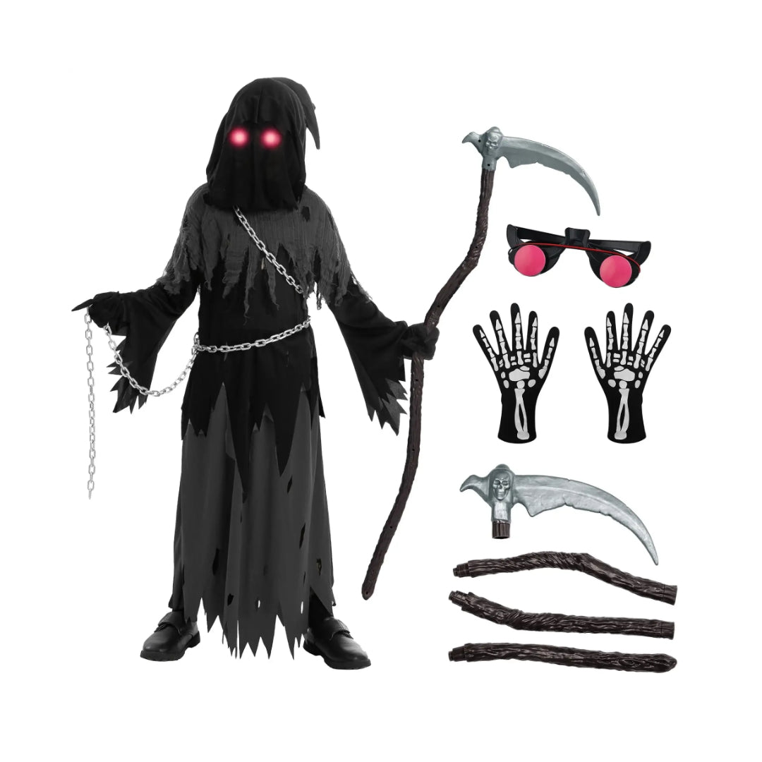 Conjunto de Fantasia de Halloween de Manto com Capuz da Morte